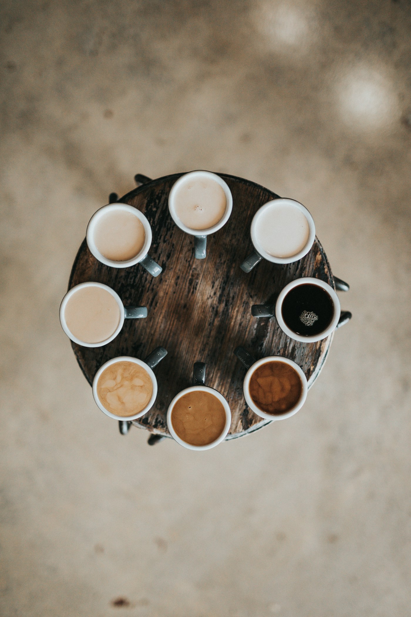 Cupping bowls beside the production bench